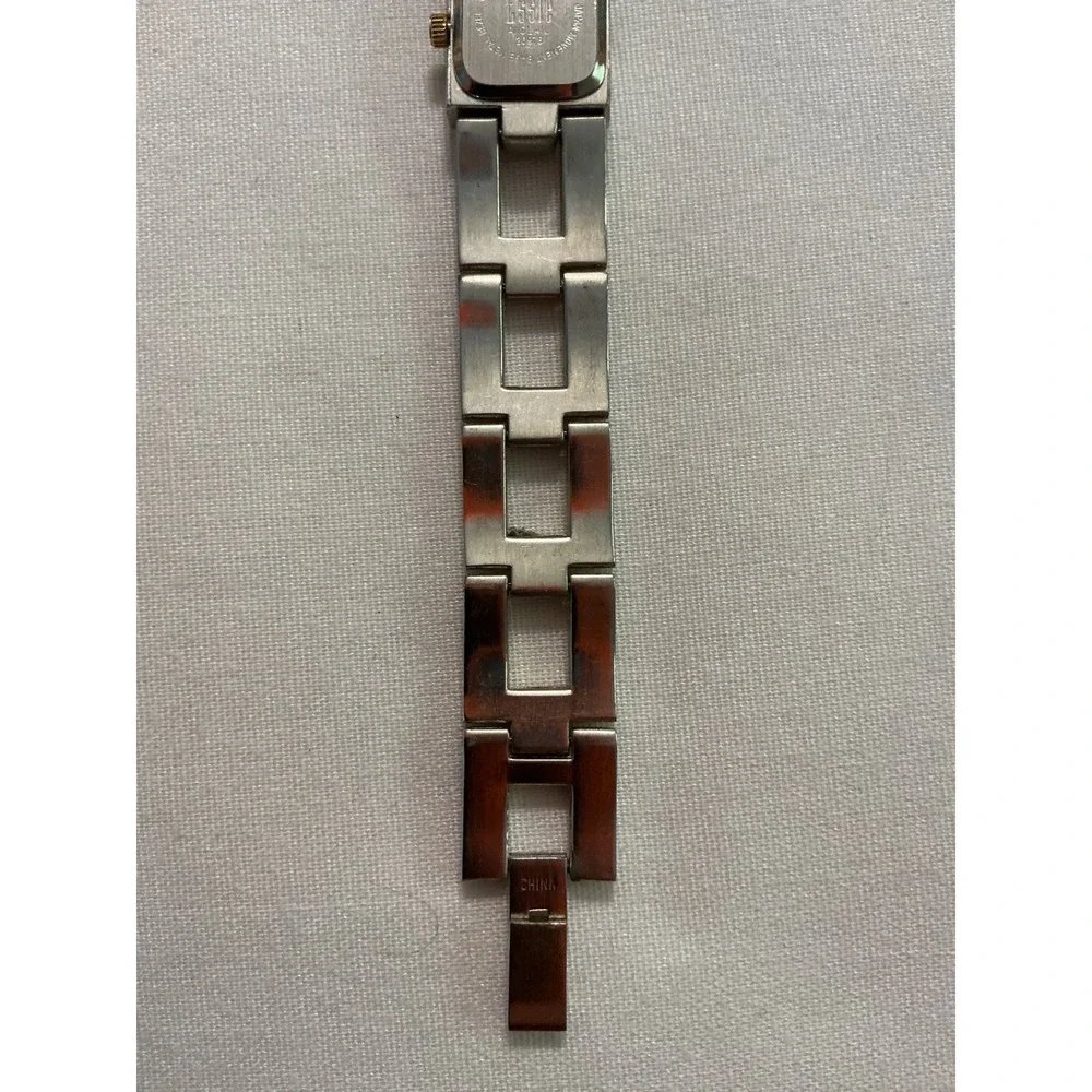 Essie Womens Two Tone Stainless Steel Quartz Watch Rectangular Face 5377